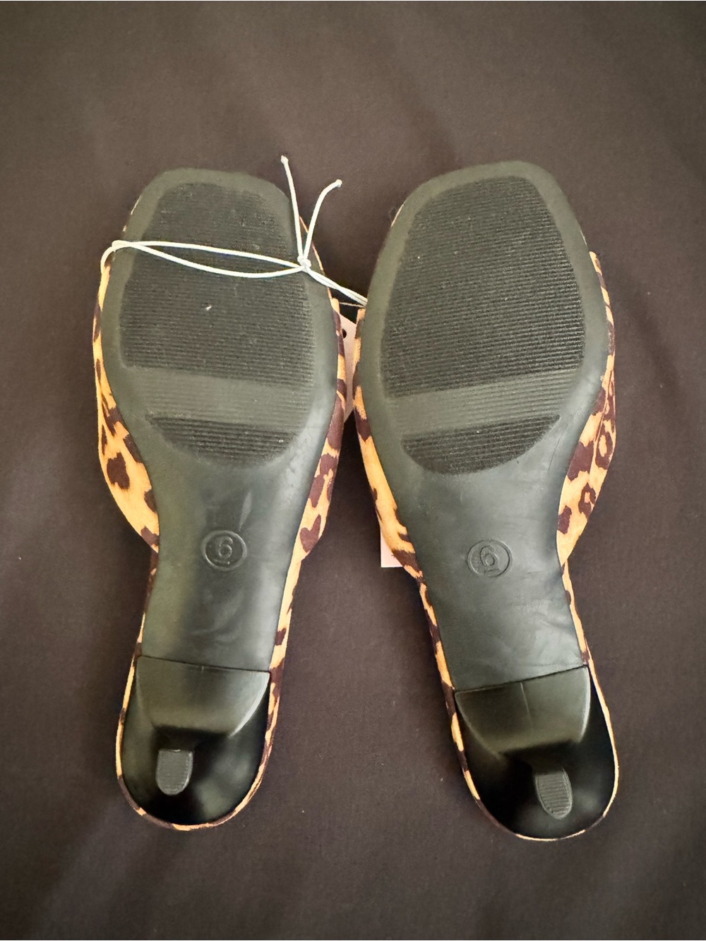 Leopard-Print Open Toe Kitten Heel Mule - Brown/Black - Sizes 7/8 - Picture 4 of 5